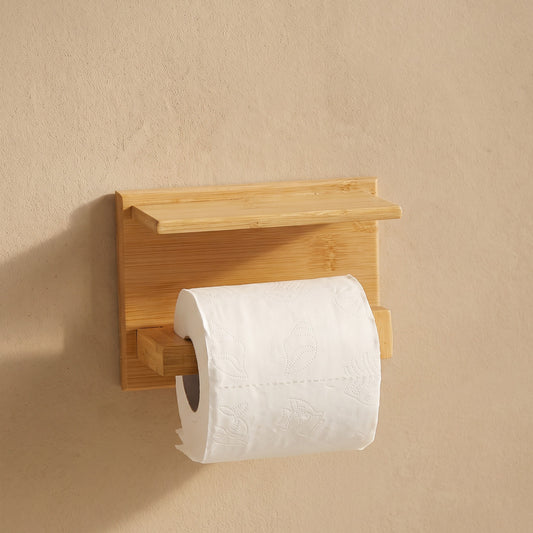 Toilettenpapierhalter mit Ablage aus Mangoholz