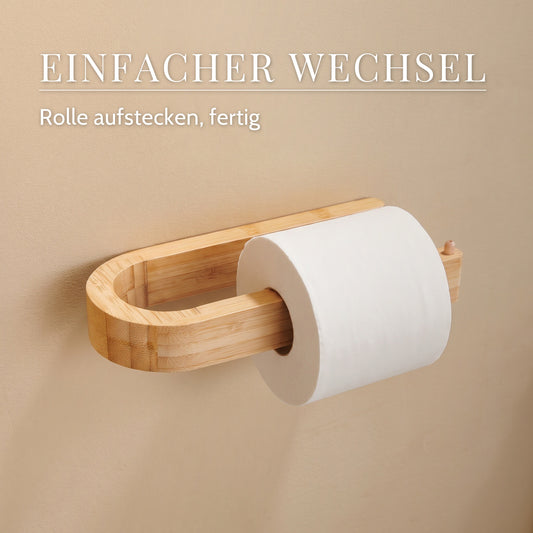 Bambus-Toilettenpapierhalter mit Rolle – Rolle einfach aufstecken