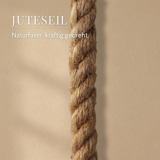 Toilettenpapierhalter aus Mangoholz mit Juteseil · Juteseil: Naturfaser, kräftig gedreht