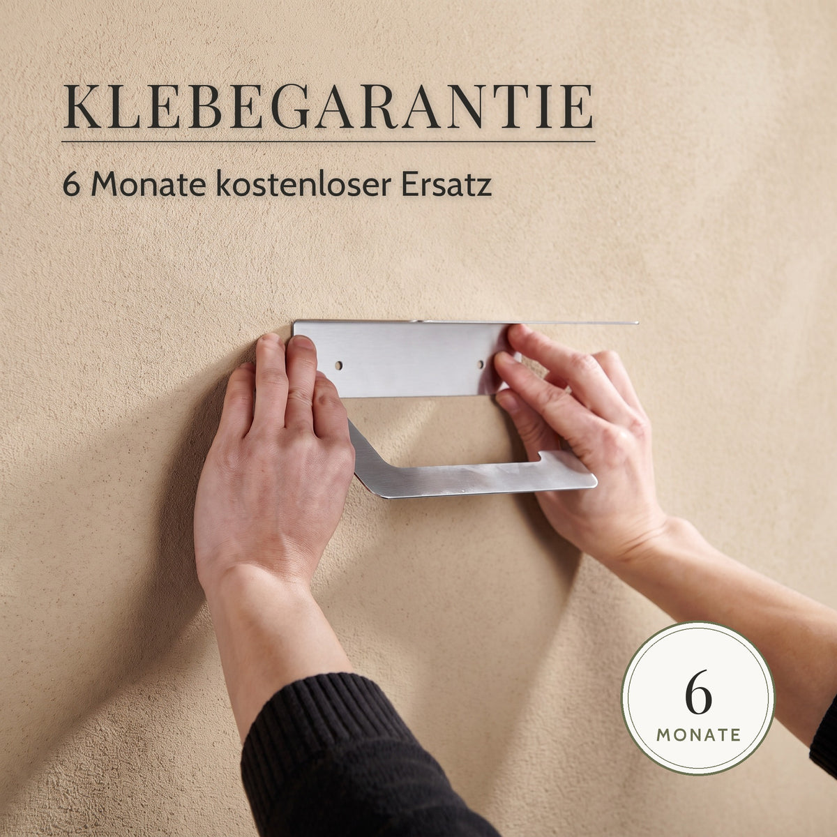 Toilettenpapierhalter Edelstahl mit Ablage – Klebegarantie: 6 Monate kostenloser Ersatz