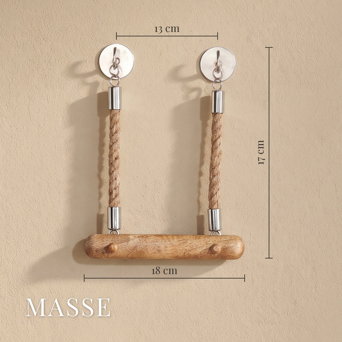 Toilettenpapierhalter aus Mangoholz mit Juteseil – Maße