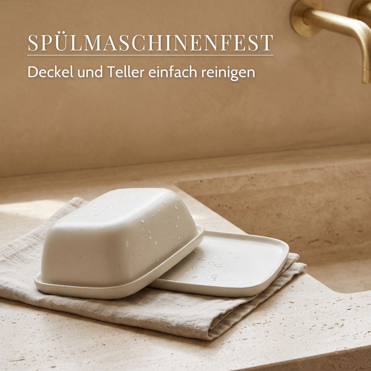 Butterdose aus Keramik – Spülmaschinenfest, Deckel und Teller einfach reinigen