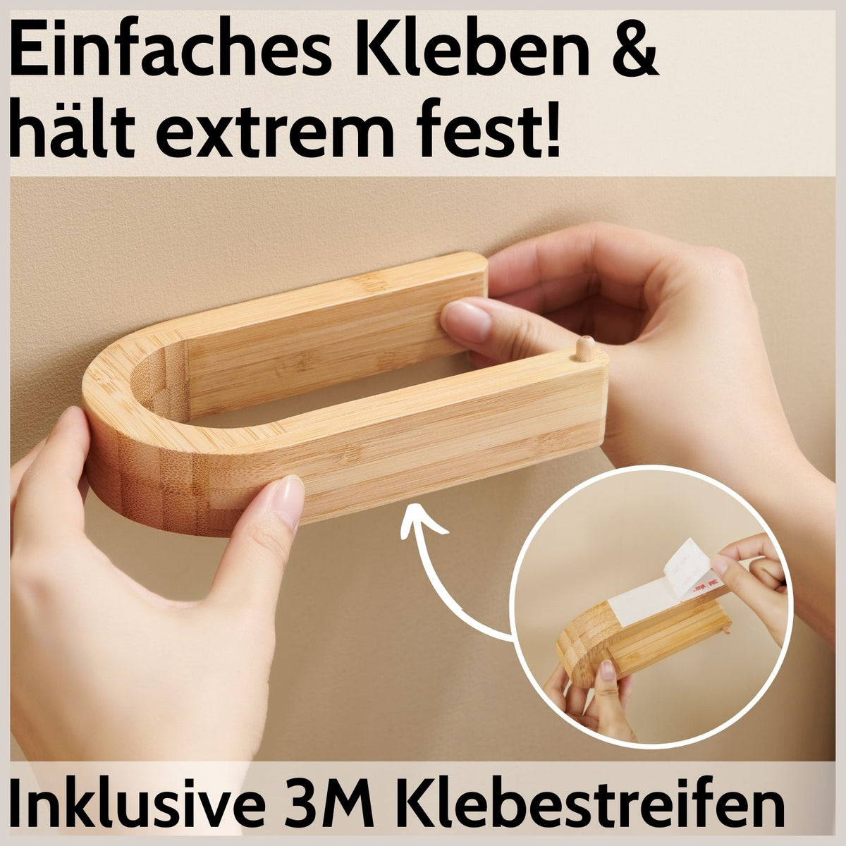 Toilettenpapierhalter aus Bambus | ohne Bohren
