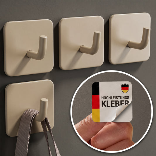 Klebehaken eckig in Warm Greige, 4er-Set