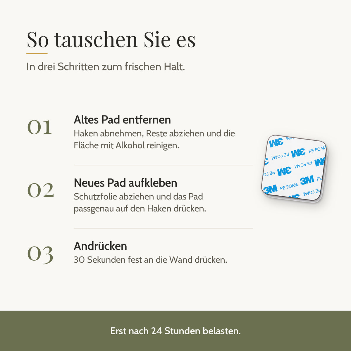 Ersatz-Klebepads eckig – so tauschen Sie das Pad in drei Schritten
