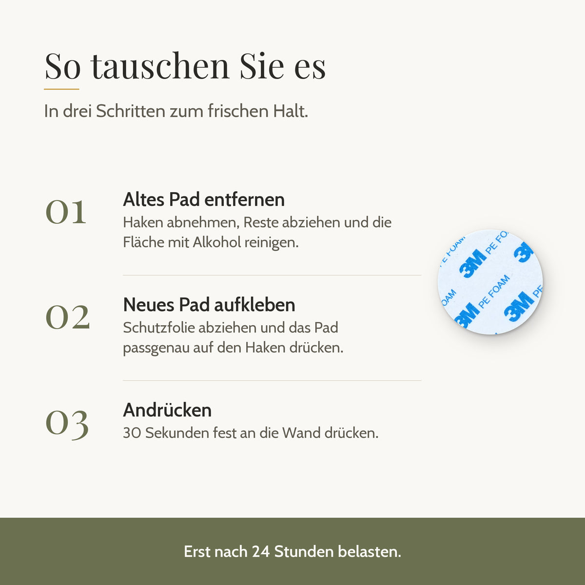 Ersatz-Klebepads rund – so tauschen Sie das Pad in drei Schritten