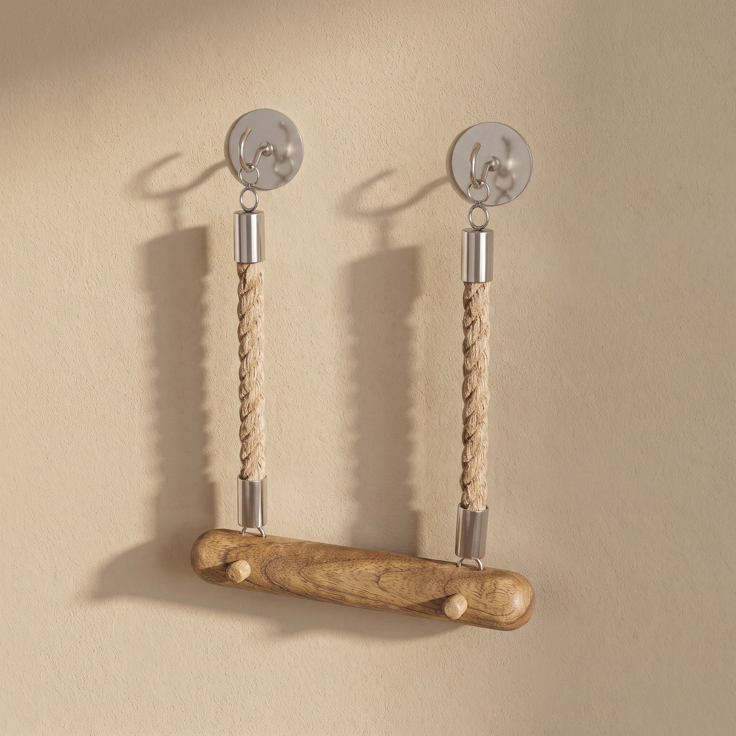 Toilettenpapierhalter aus Mangoholz mit Juteseil