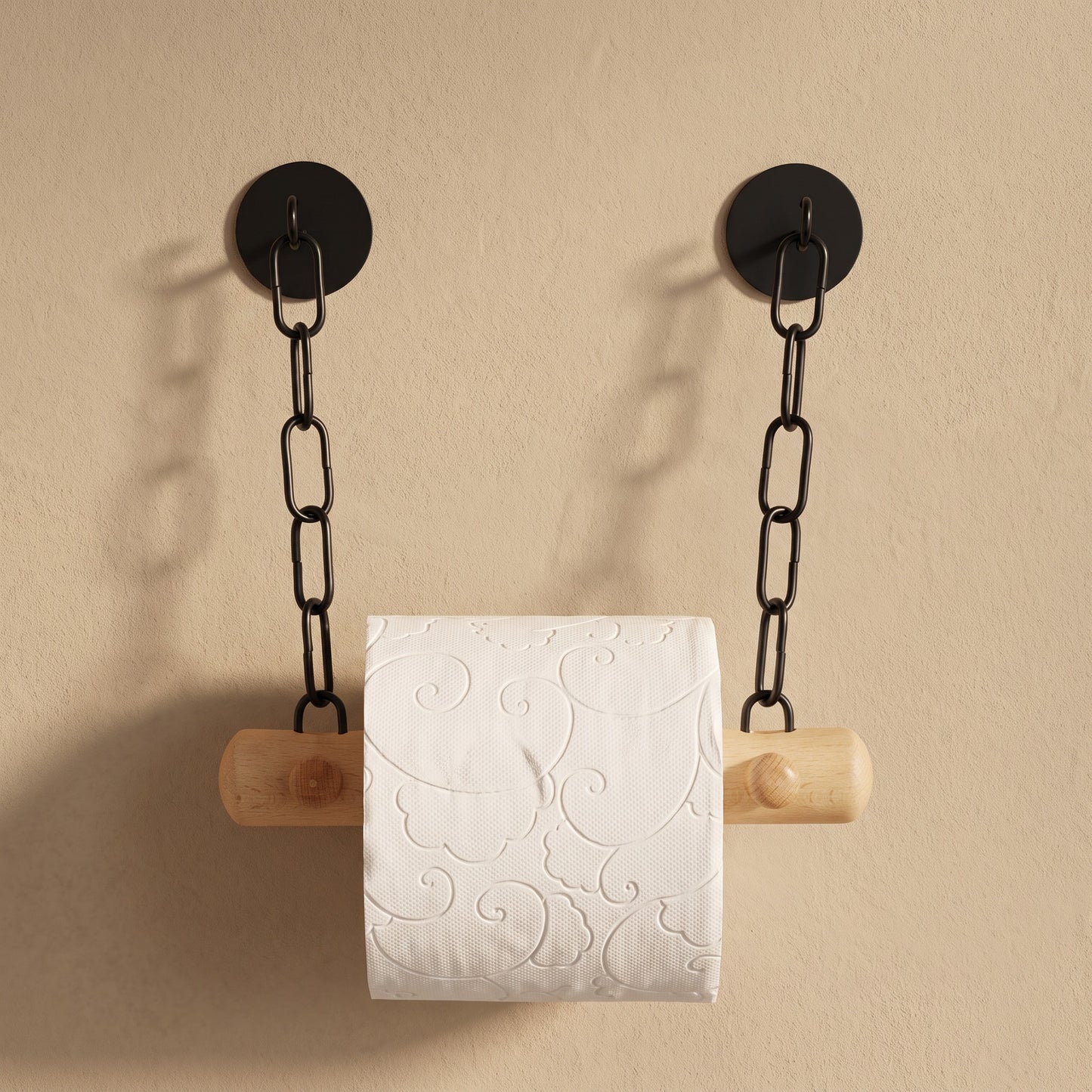 Toilettenpapierhalter aus Holz mit Ketten