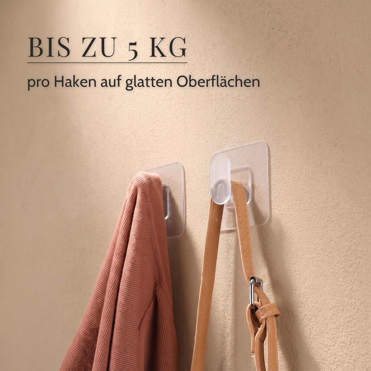 Klebehaken transparent – Bis zu 5 kg, pro Haken auf glatten Oberflächen