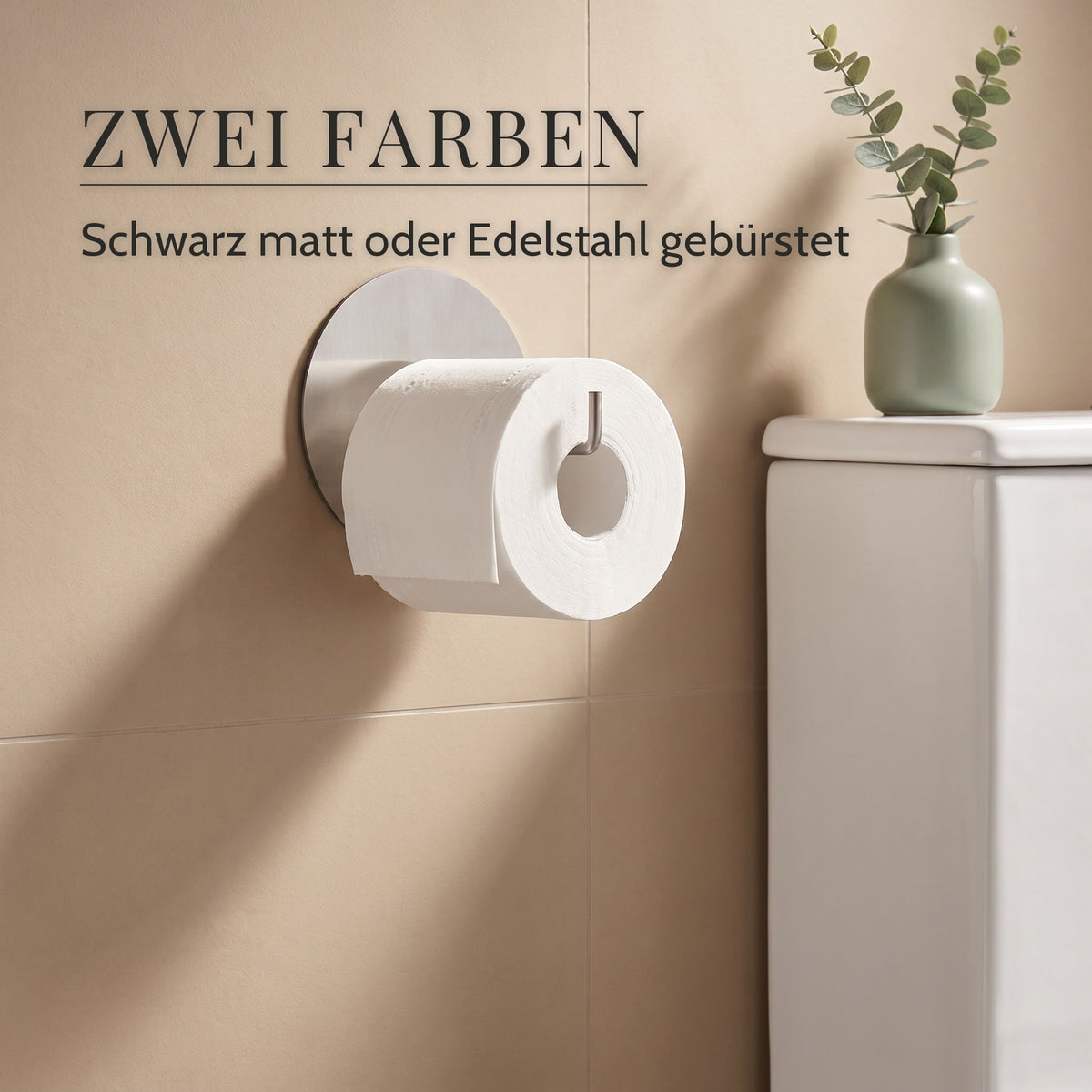 Toilettenpapierhalter Edelstahl rund – Zwei Farben, Schwarz matt oder Edelstahl gebürstet
