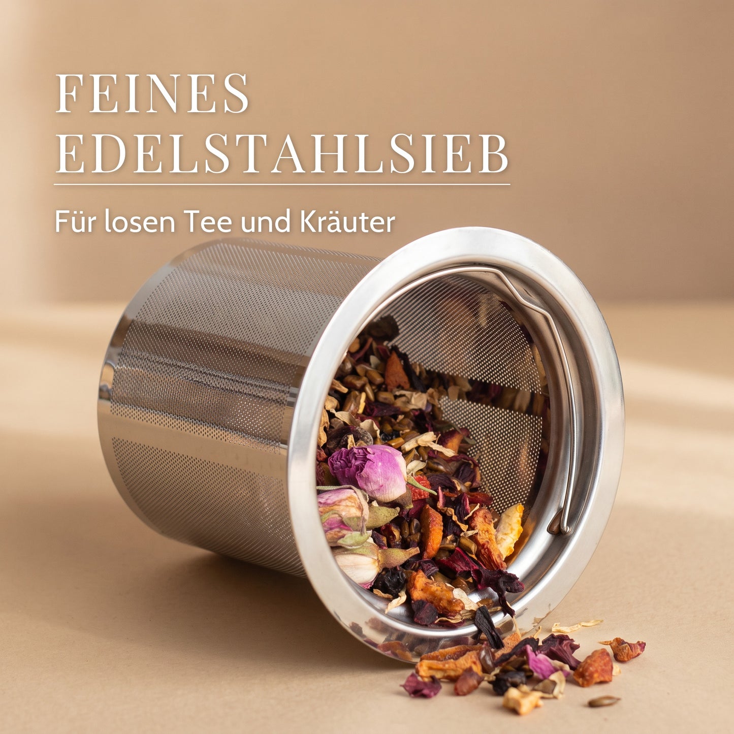 Feines Edelstahlsieb mit losem Tee