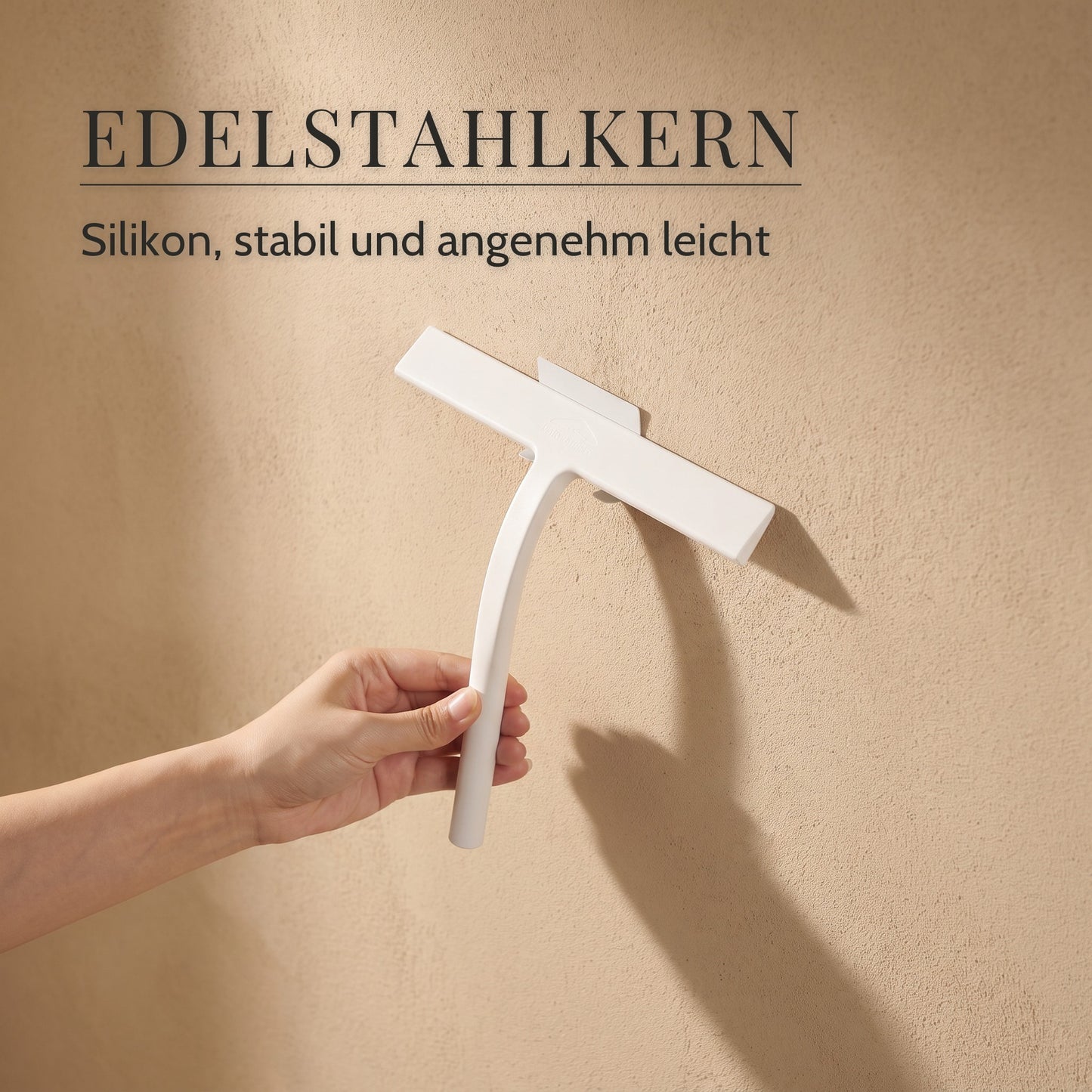 Duschabzieher aus Silikon mit Edelstahlkern – Edelstahlkern, Silikon, stabil und angenehm leicht