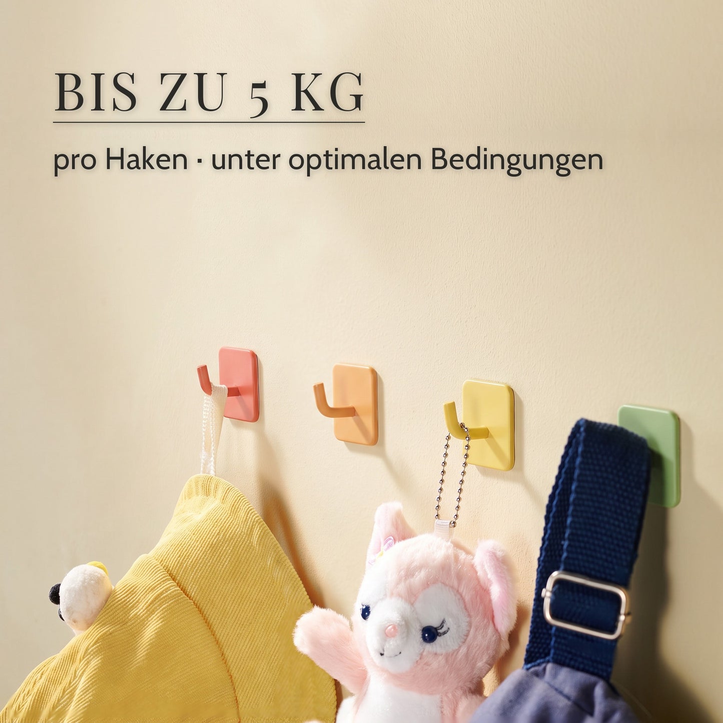 Klebehaken Regenbogen – Bis zu 5 kg, pro Haken · unter optimalen Bedingungen