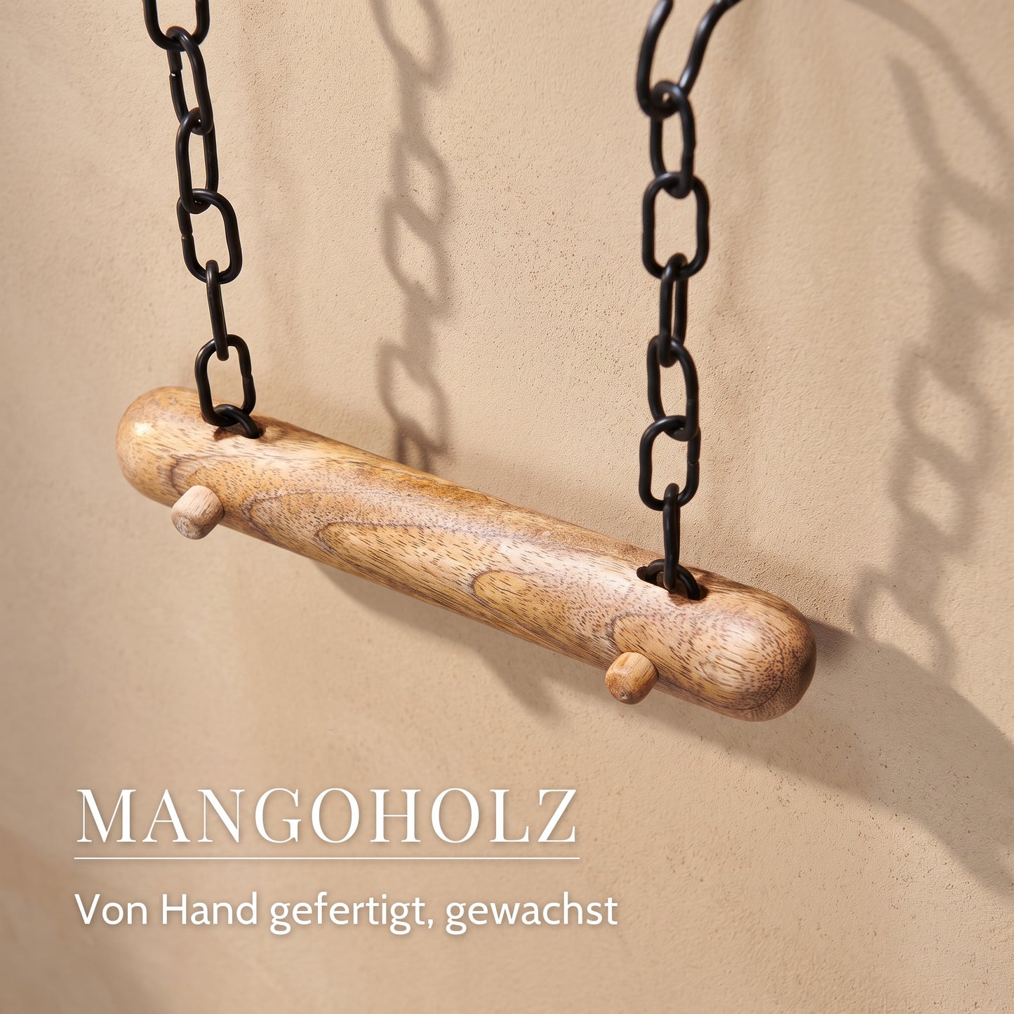 Toilettenpapierhalter aus Holz mit Ketten – Mangoholz: Von Hand gefertigt, gewachst