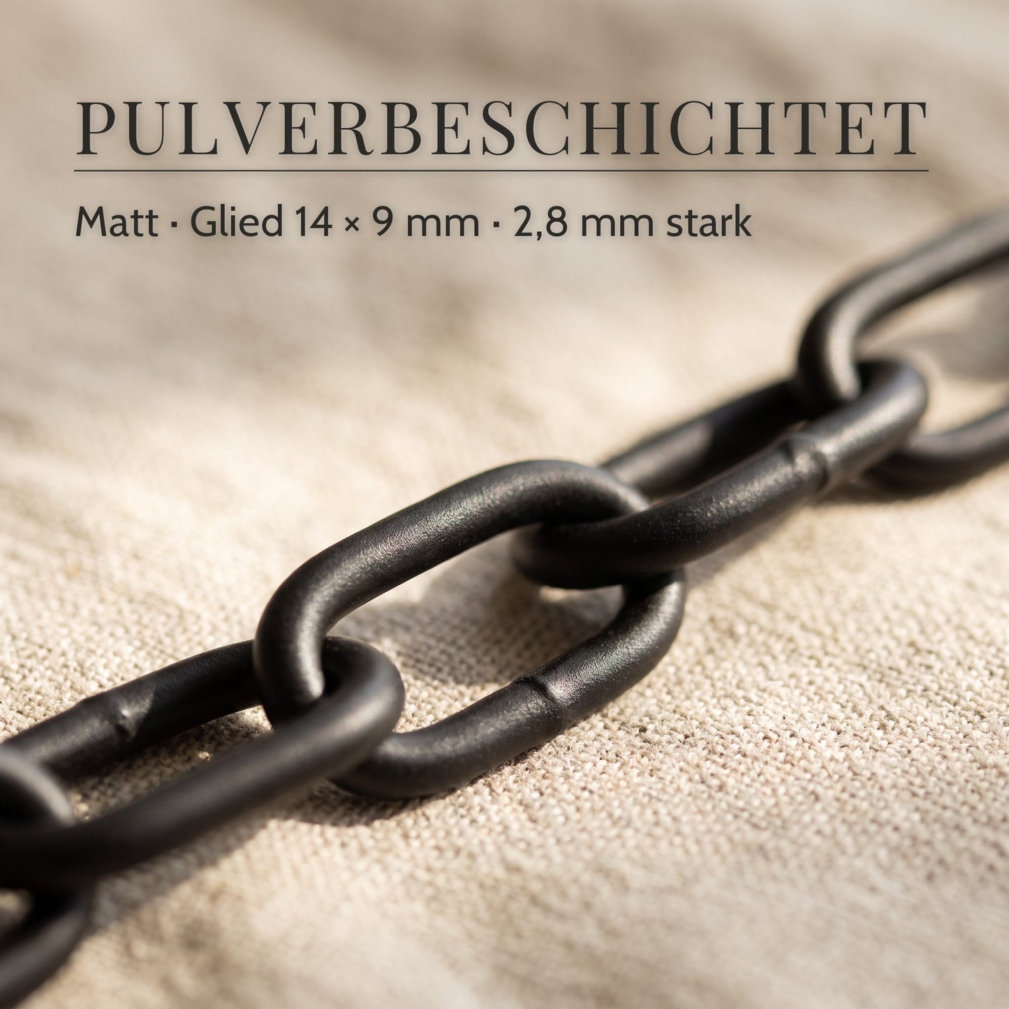 Gliederketten 4er Set – Pulverbeschichtet, Matt · Glied 14 × 9 mm · 2,8 mm stark