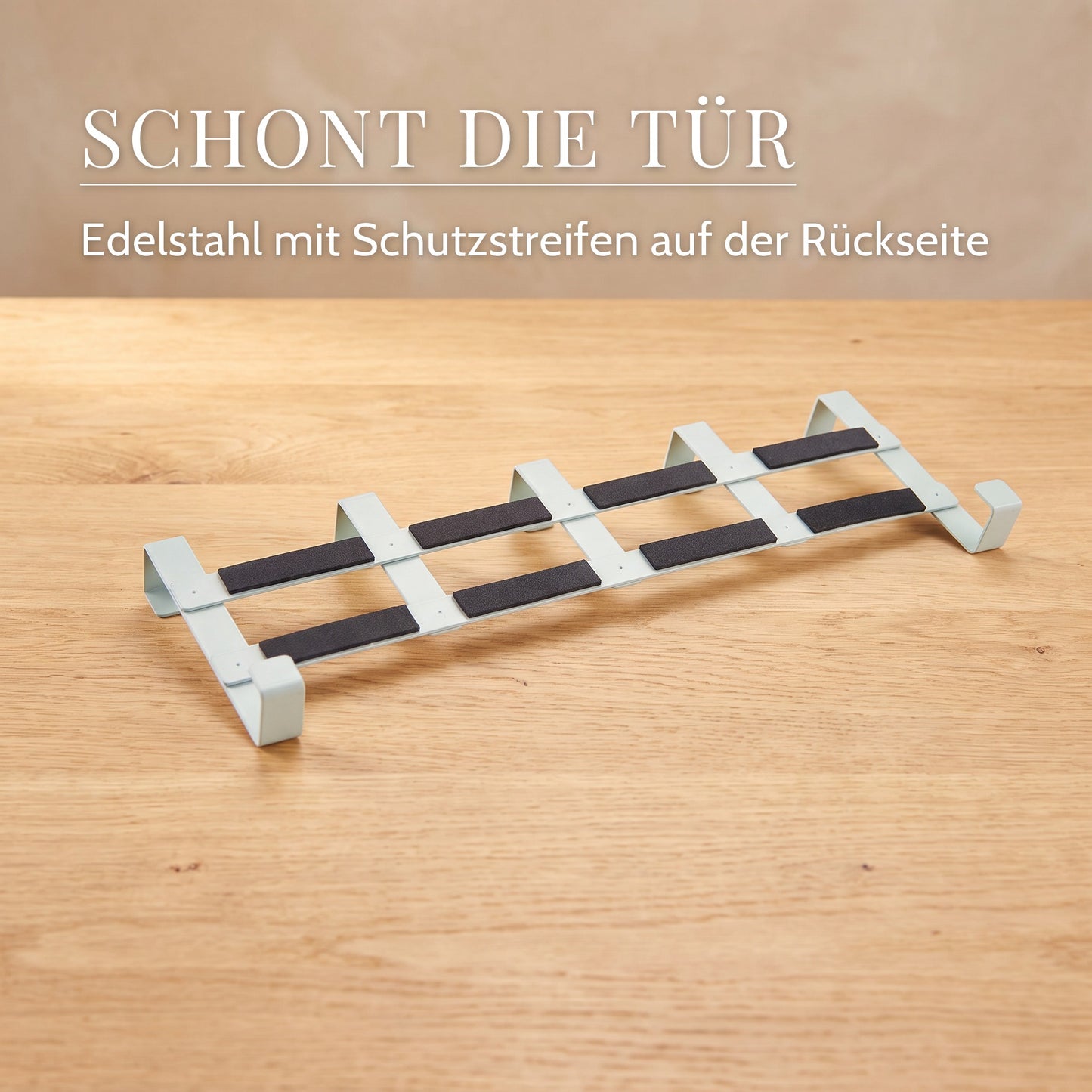 Türgarderobe zum Einhängen – Schont die tür: Edelstahl mit Schutzstreifen auf der Rückseite