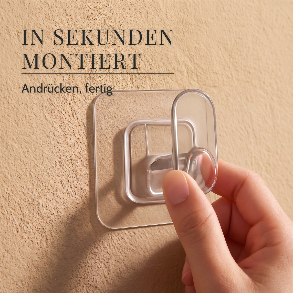 Klebehaken transparent – In Sekunden montiert, Andrücken, fertig