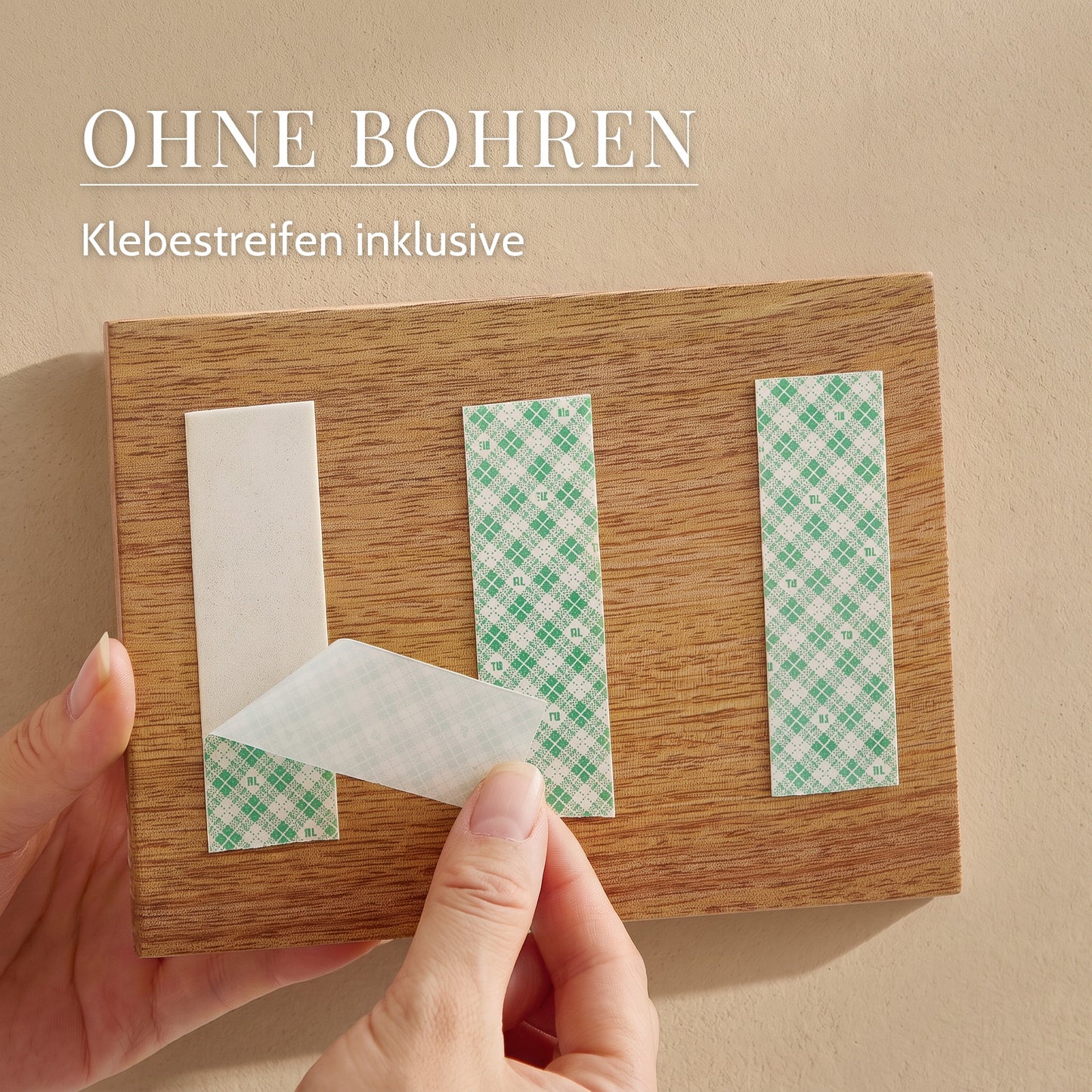 Toilettenpapierhalter mit Ablage aus Mangoholz – Ohne bohren: Klebestreifen inklusive
