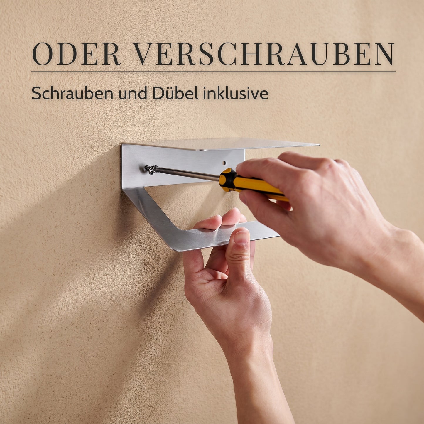 Toilettenpapierhalter Edelstahl mit Ablage – Oder verschrauben: Schrauben und Dübel inklusive
