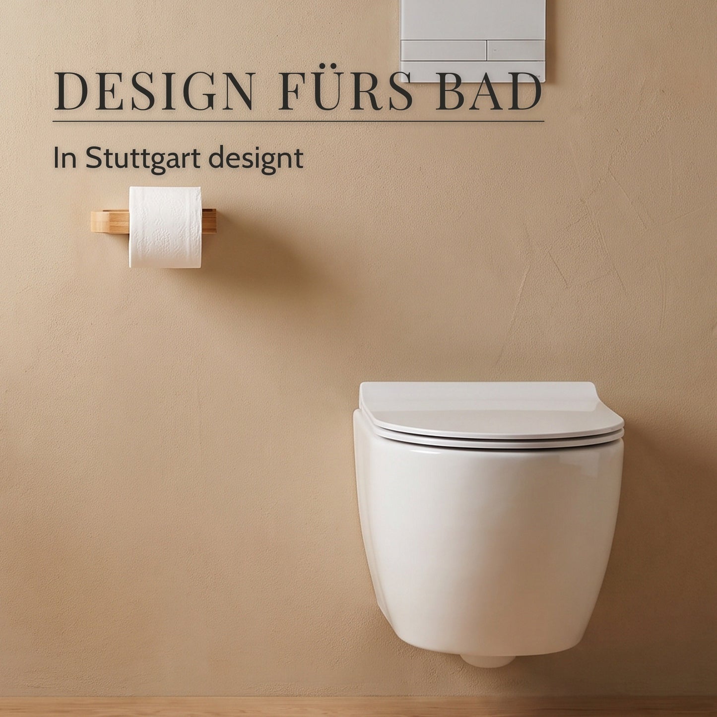 Bad mit Bambus-Toilettenpapierhalter und Wand-WC