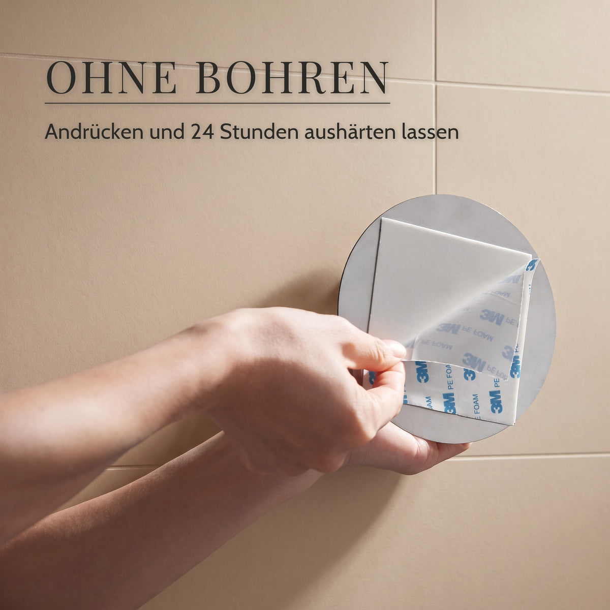 Toilettenpapierhalter Edelstahl rund – Ohne Bohren, andrücken und 24 Stunden aushärten lassen