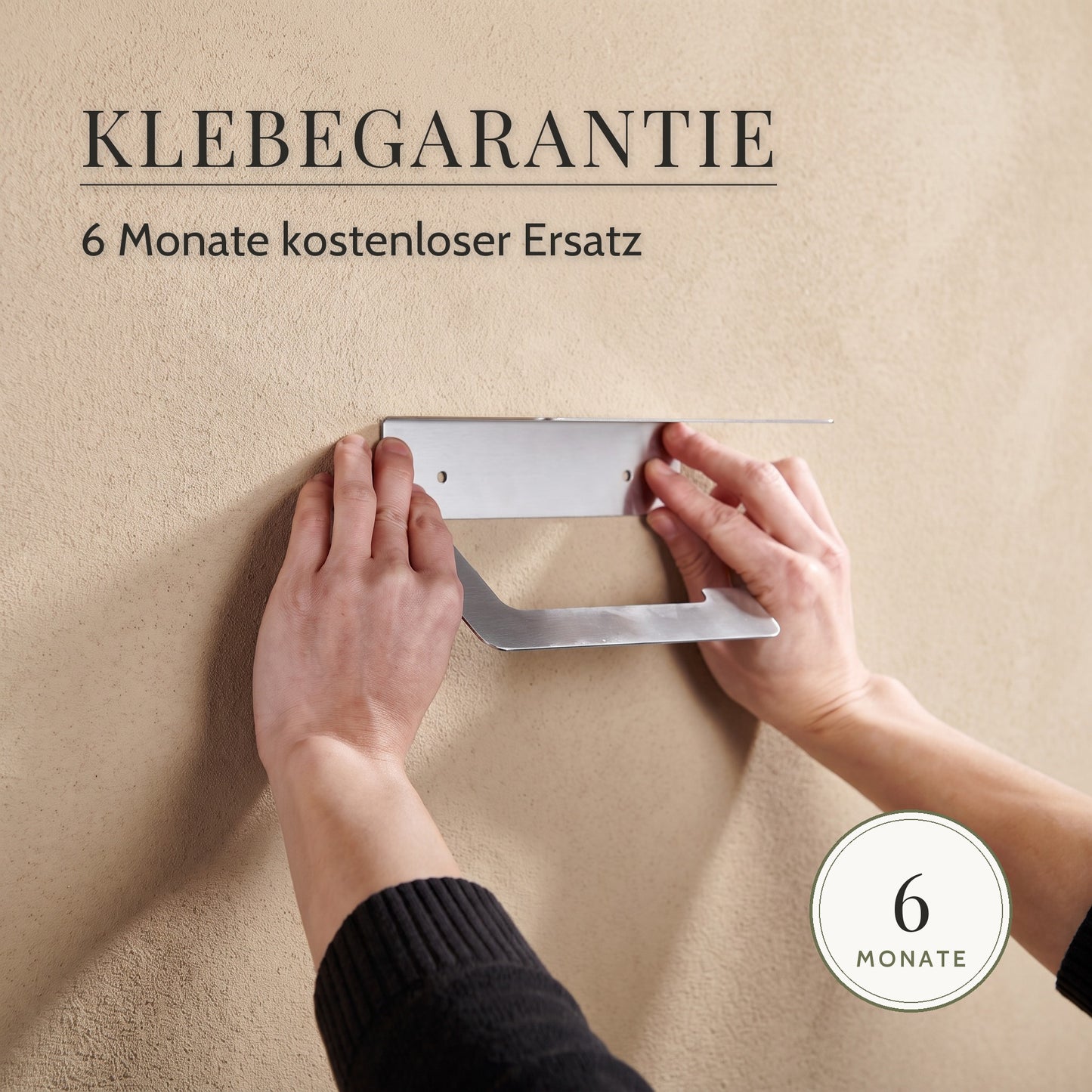 Toilettenpapierhalter Edelstahl mit Ablage – Klebegarantie: 6 Monate kostenloser Ersatz