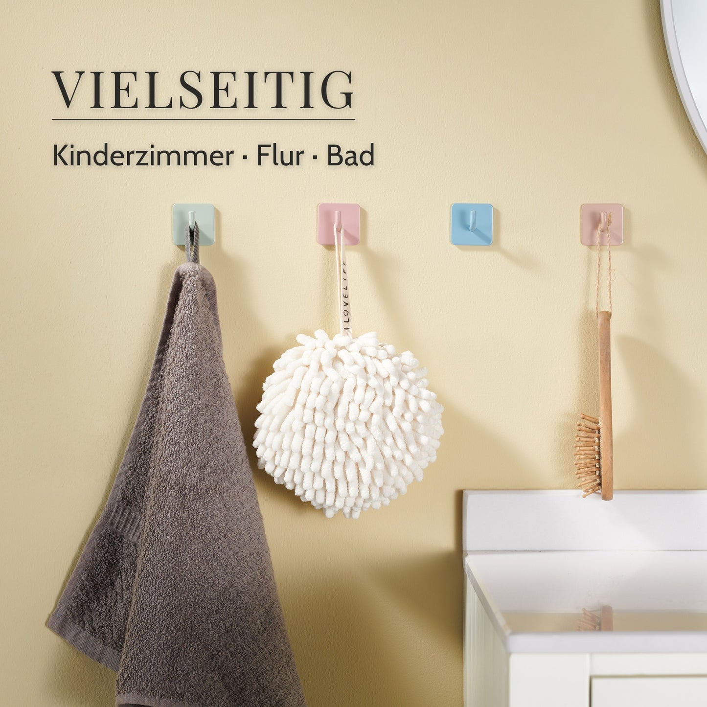Klebehaken Edelstahl bunt – Vielseitig, Kinderzimmer · Flur · Bad