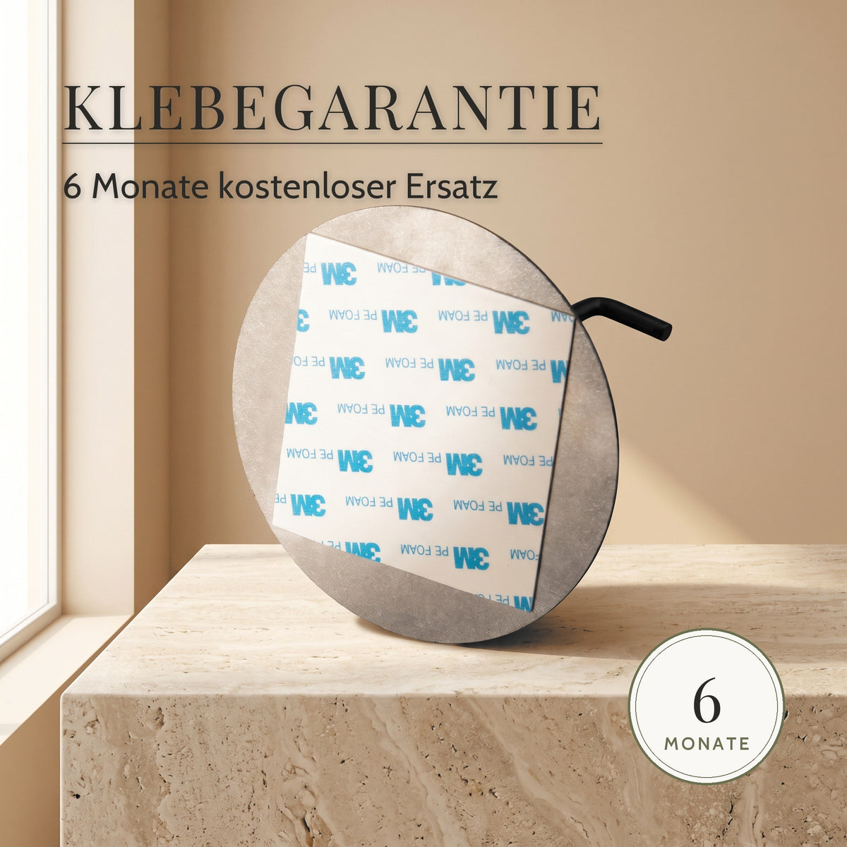 Toilettenpapierhalter Edelstahl rund – Klebegarantie, 6 Monate kostenloser Ersatz