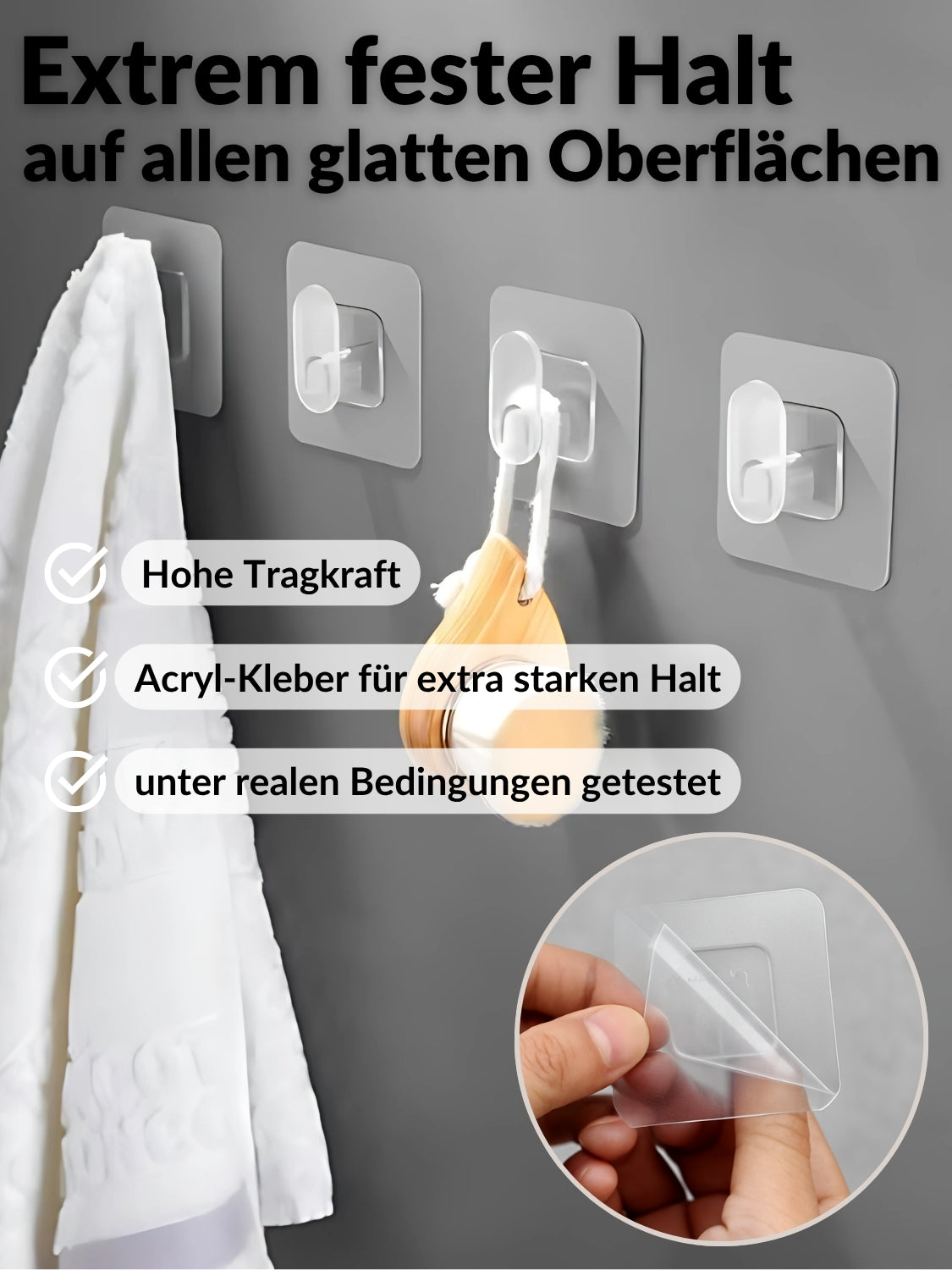 Adhesive hook set stainless steel 