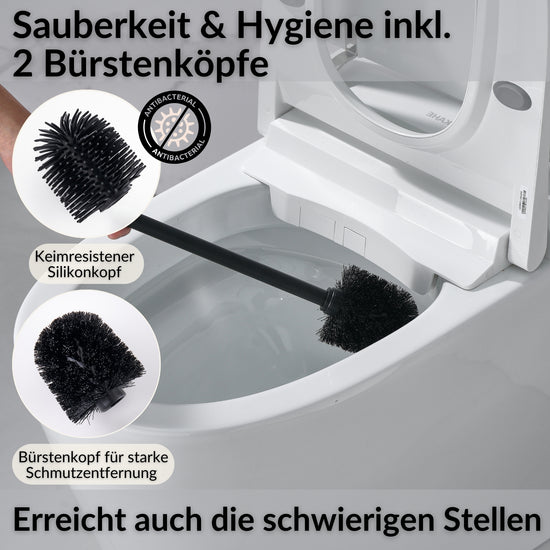 Toilettenbürsten Halterung Schwarz mit zwei Aufsätzen