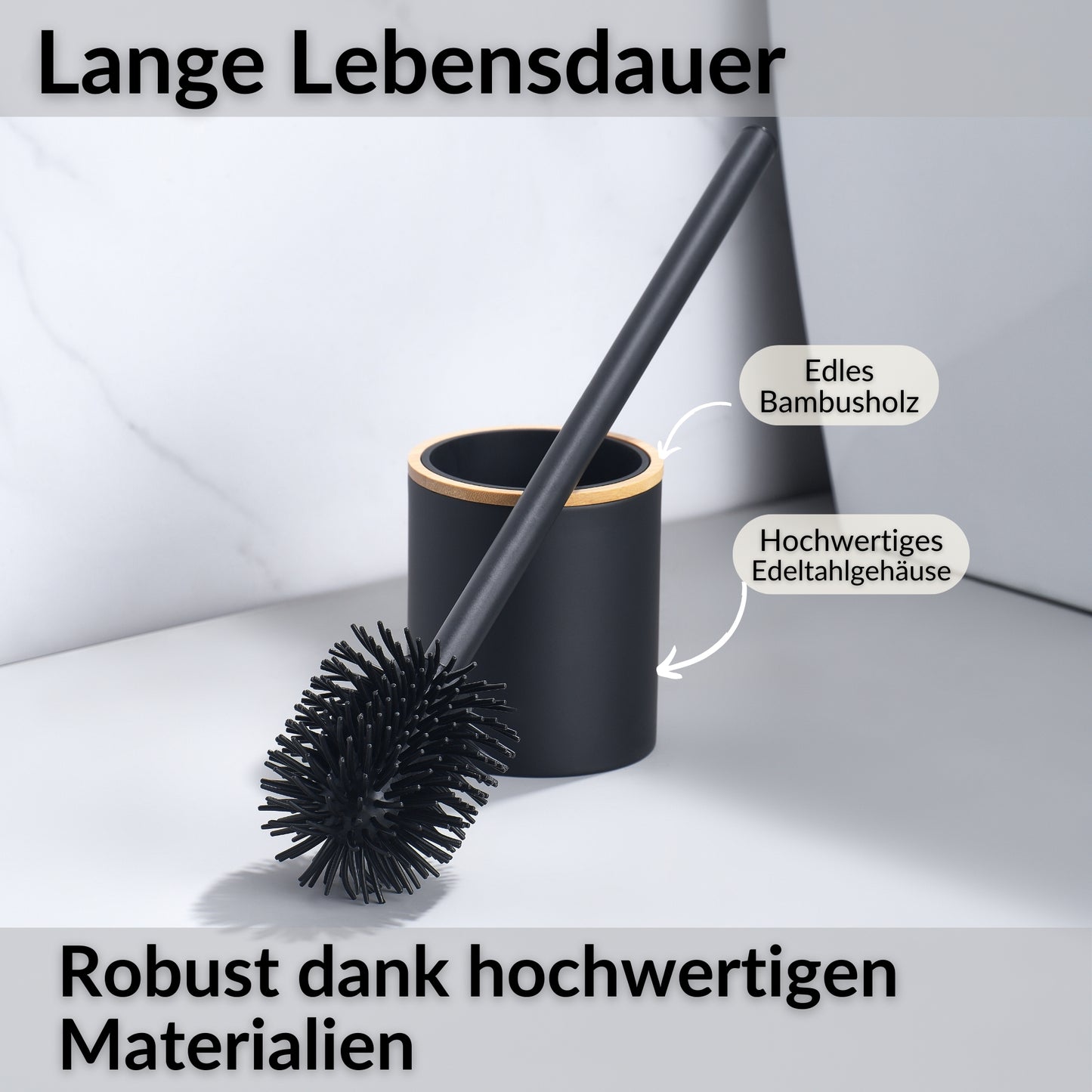 Toilettenbürsten Halterung Schwarz mit zwei Aufsätzen