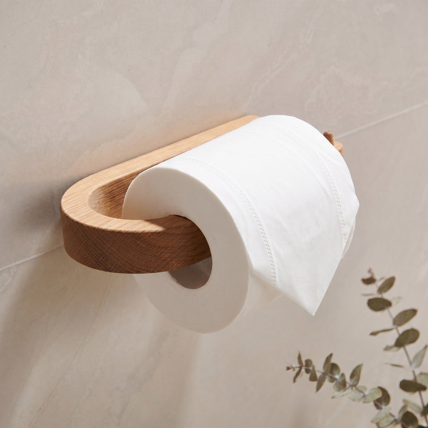 Toilettenpapierhalter aus Eichenholz – Wandhalter ohne Bohren