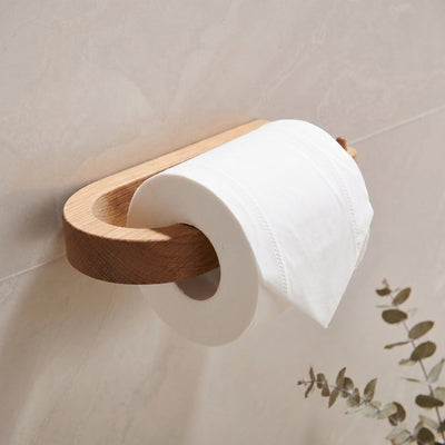 Toilettenpapierhalter aus Eichenholz – Wandhalter ohne Bohren