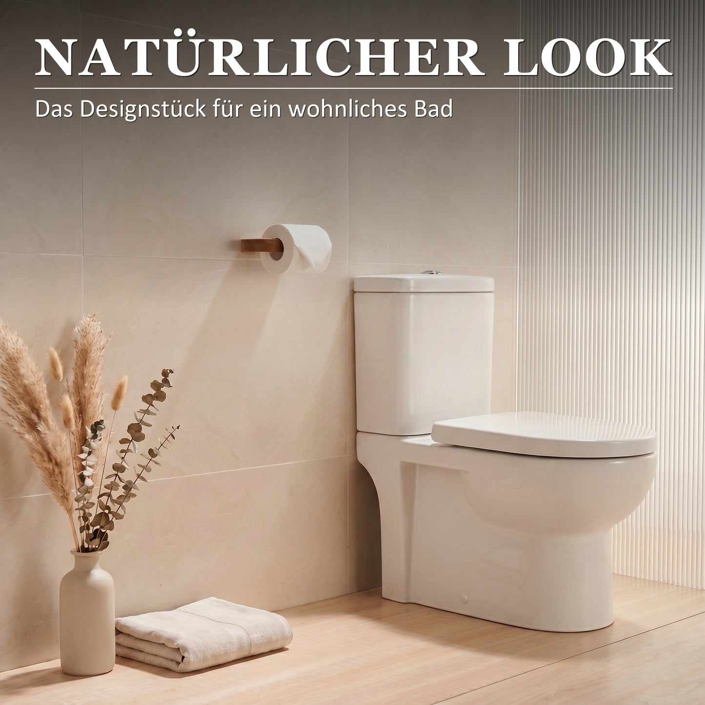 Natürlicher Look – Eichen-Toilettenpapierhalter im Bad