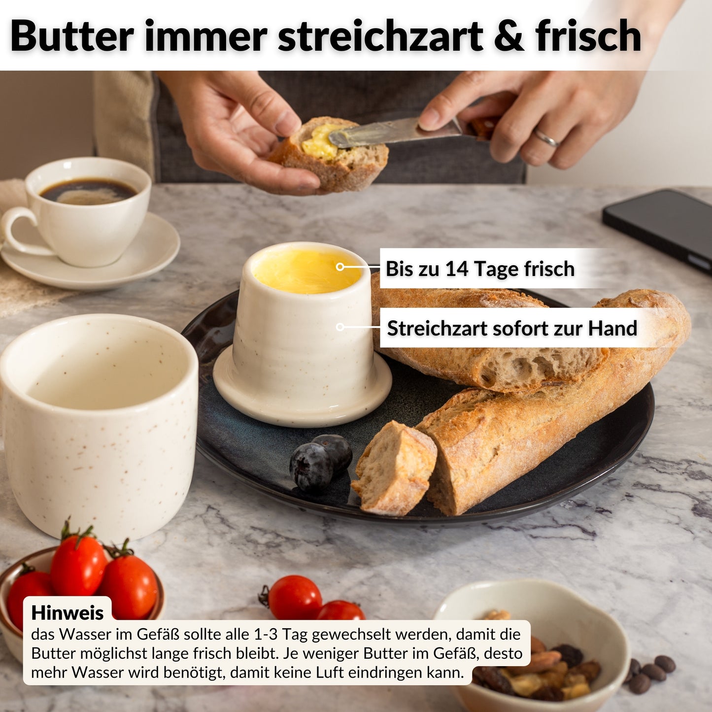 Französische Butterglocke aus Keramik