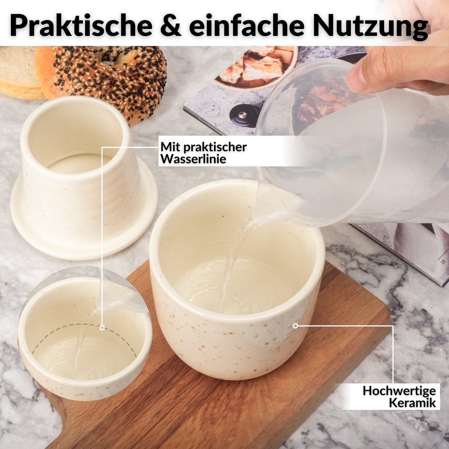 Französische Butterglocke aus Keramik