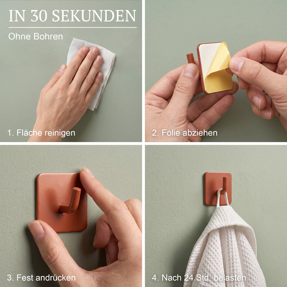 Klebehaken eckig – Montage in 30 Sekunden, ohne Bohren