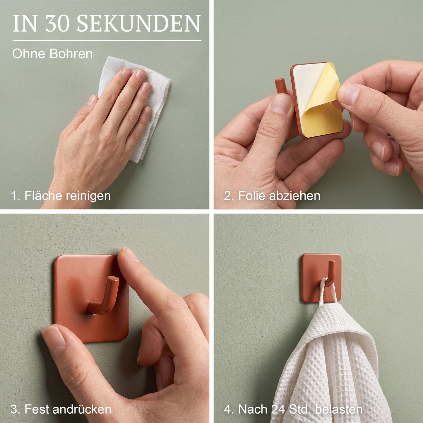 Klebehaken eckig – Montage in 30 Sekunden, ohne Bohren