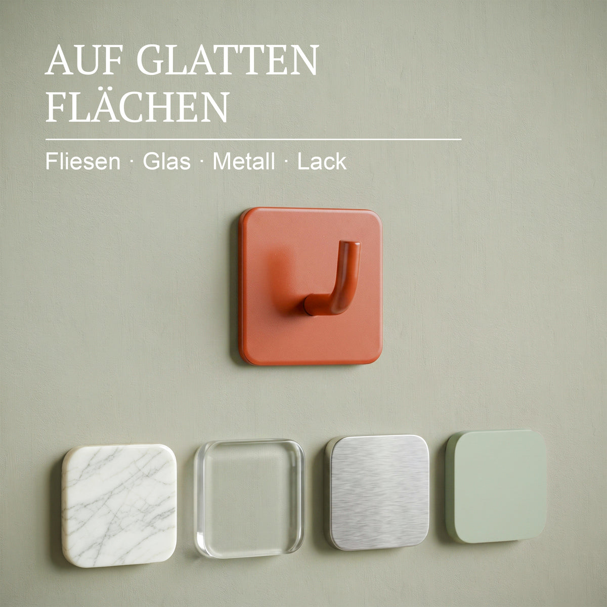 Klebehaken eckig – Hält auf glatten Flächen