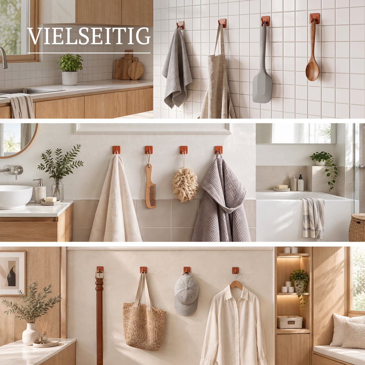 Klebehaken eckig – Vielseitig in Bad, Küche und Flur
