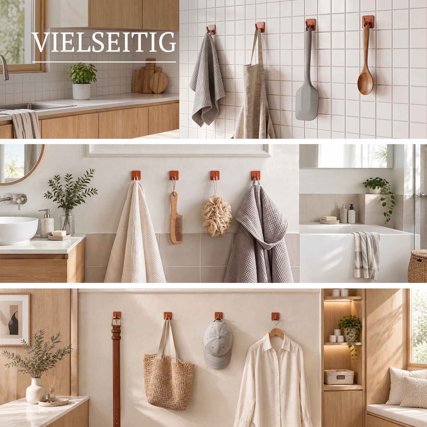 Klebehaken eckig – Vielseitig in Bad, Küche und Flur