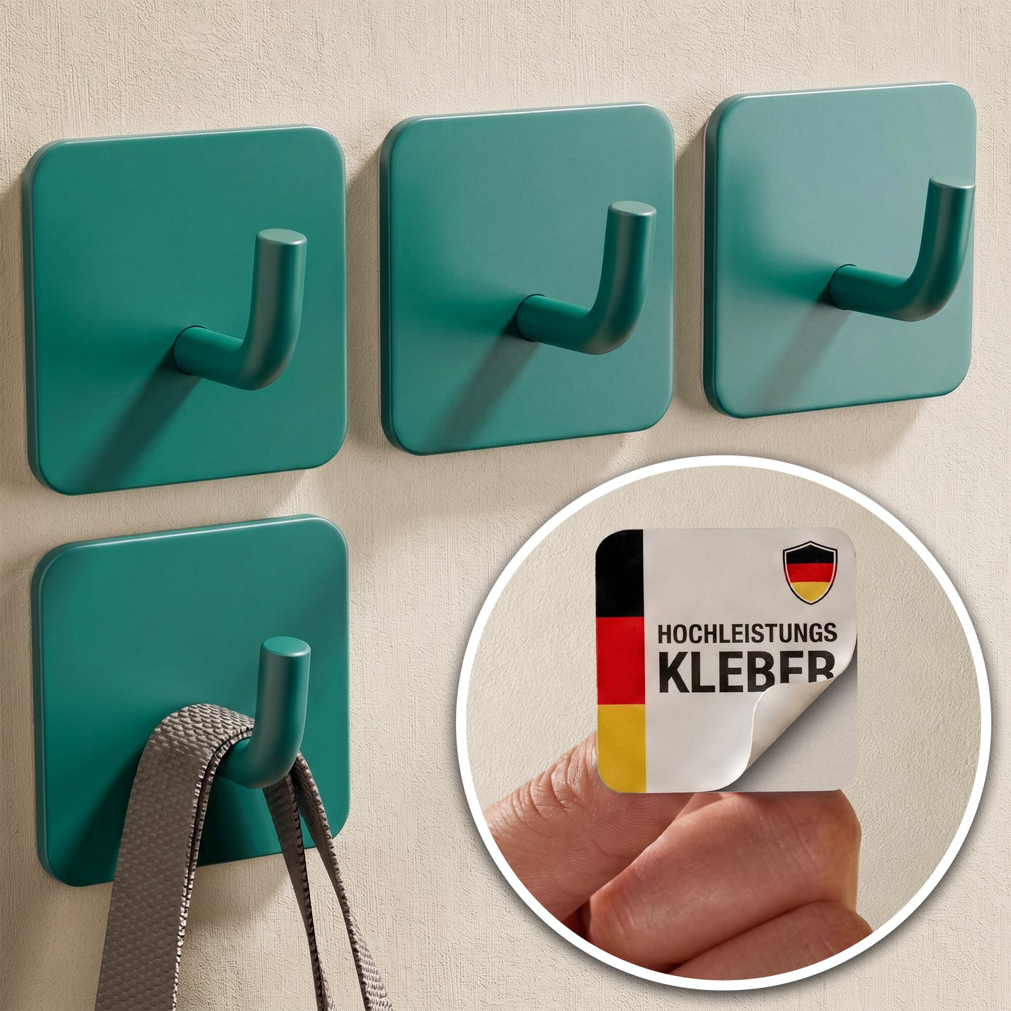 Klebehaken eckig in Bayberry, 4er-Set