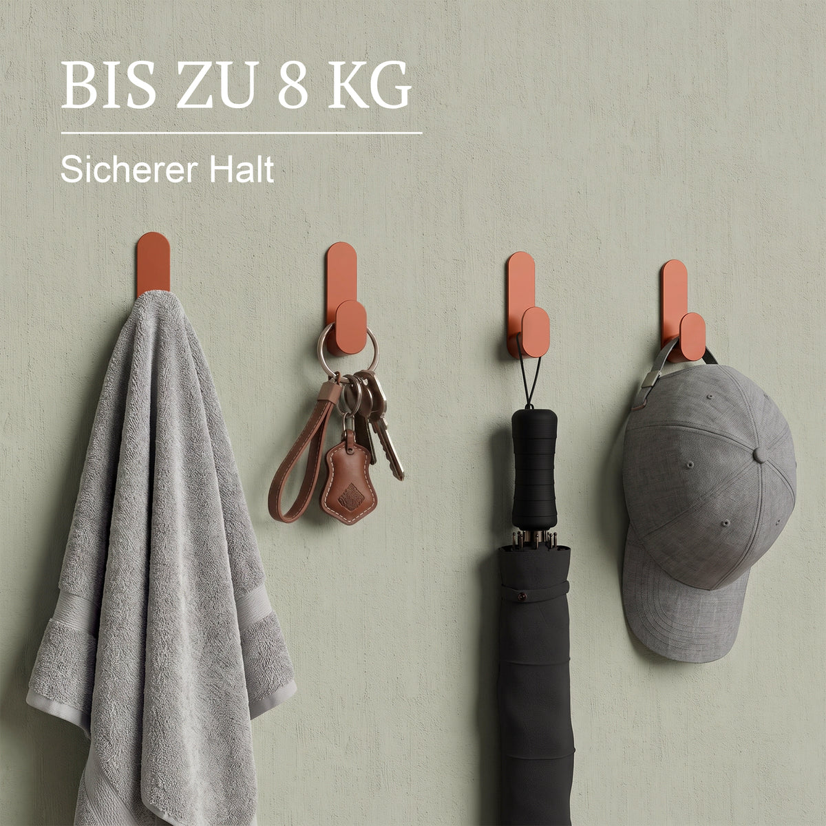 Klebehaken J-Hook Erdtöne – Bis zu 8 kg pro Haken