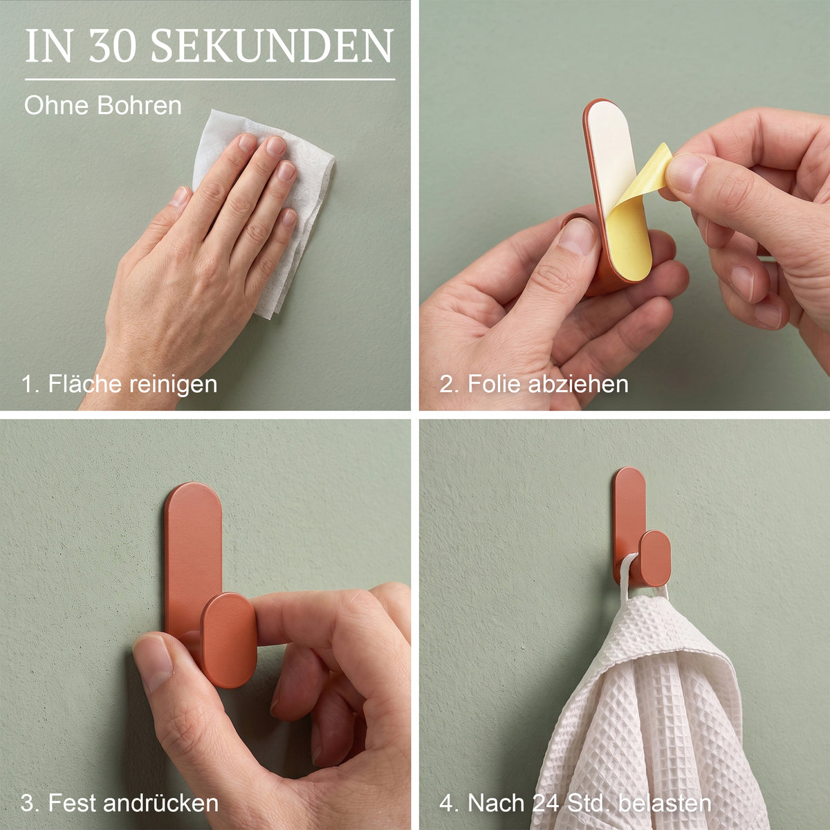 Klebehaken J-Hook Erdtöne – Montage in 30 Sekunden, ohne Bohren