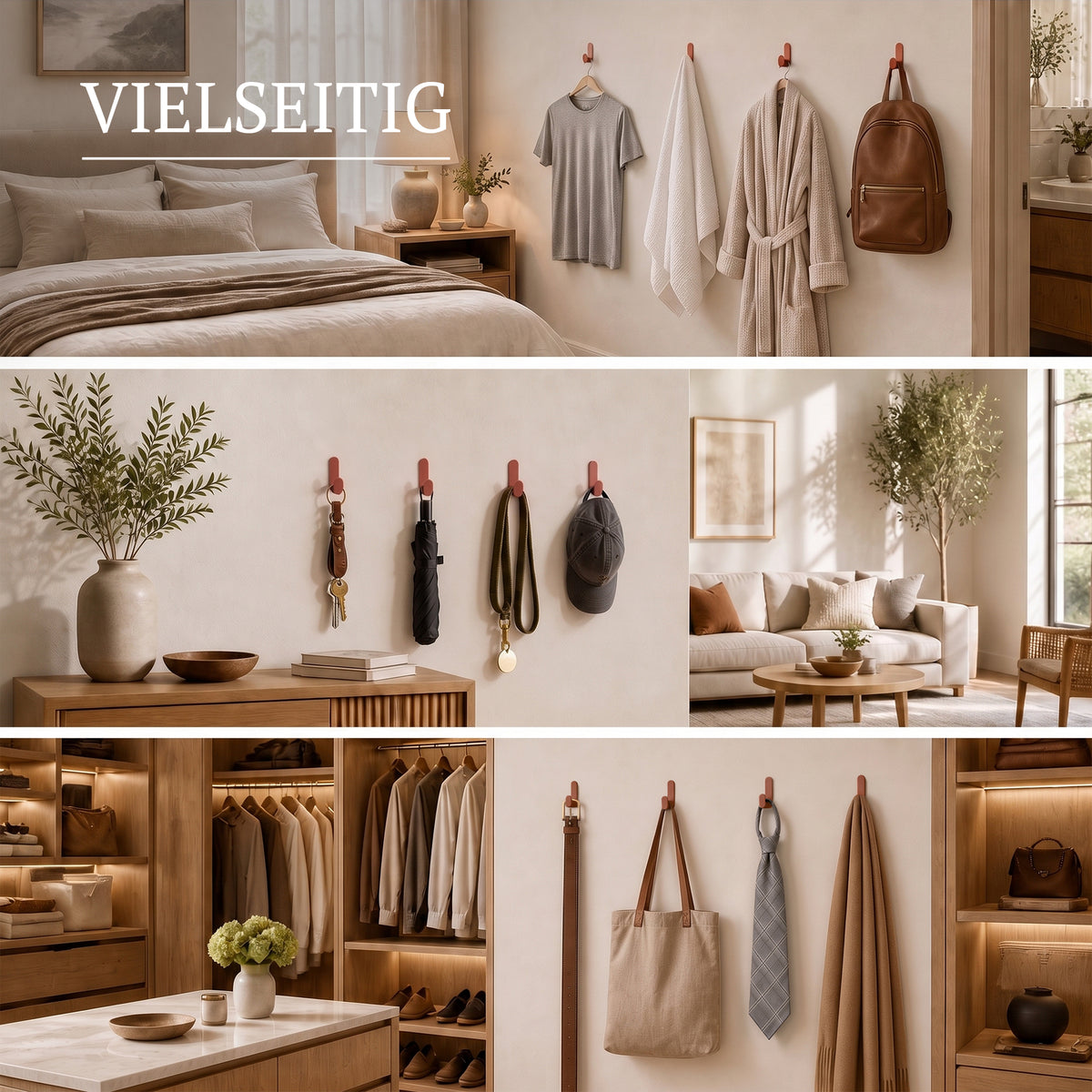 Klebehaken J-Hook Erdtöne – Vielseitig in Flur, Bad und Schlafzimmer