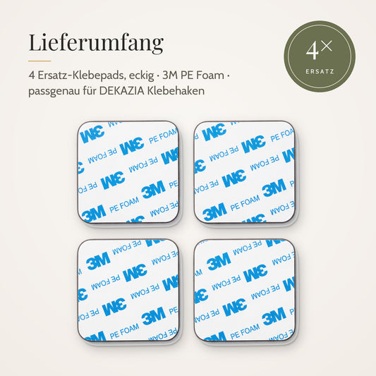 Ersatz-Klebepads eckig – Lieferumfang: 4 Pads