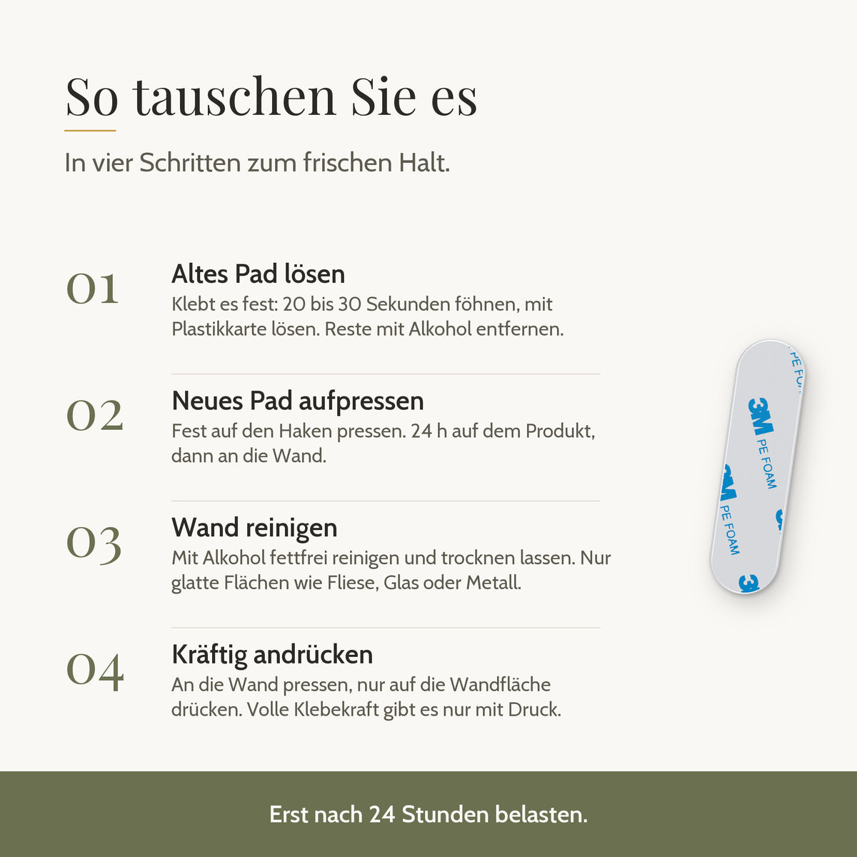 Ersatz-Klebepads J-Hook – so tauschen Sie das Pad in drei Schritten