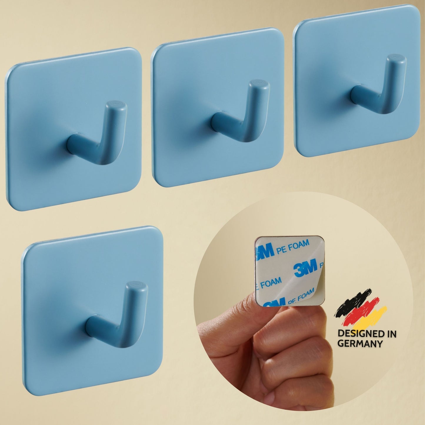 Adhesive hook set stainless steel  self-adhesive towel hooks in 4 colors –  DEKAZIA