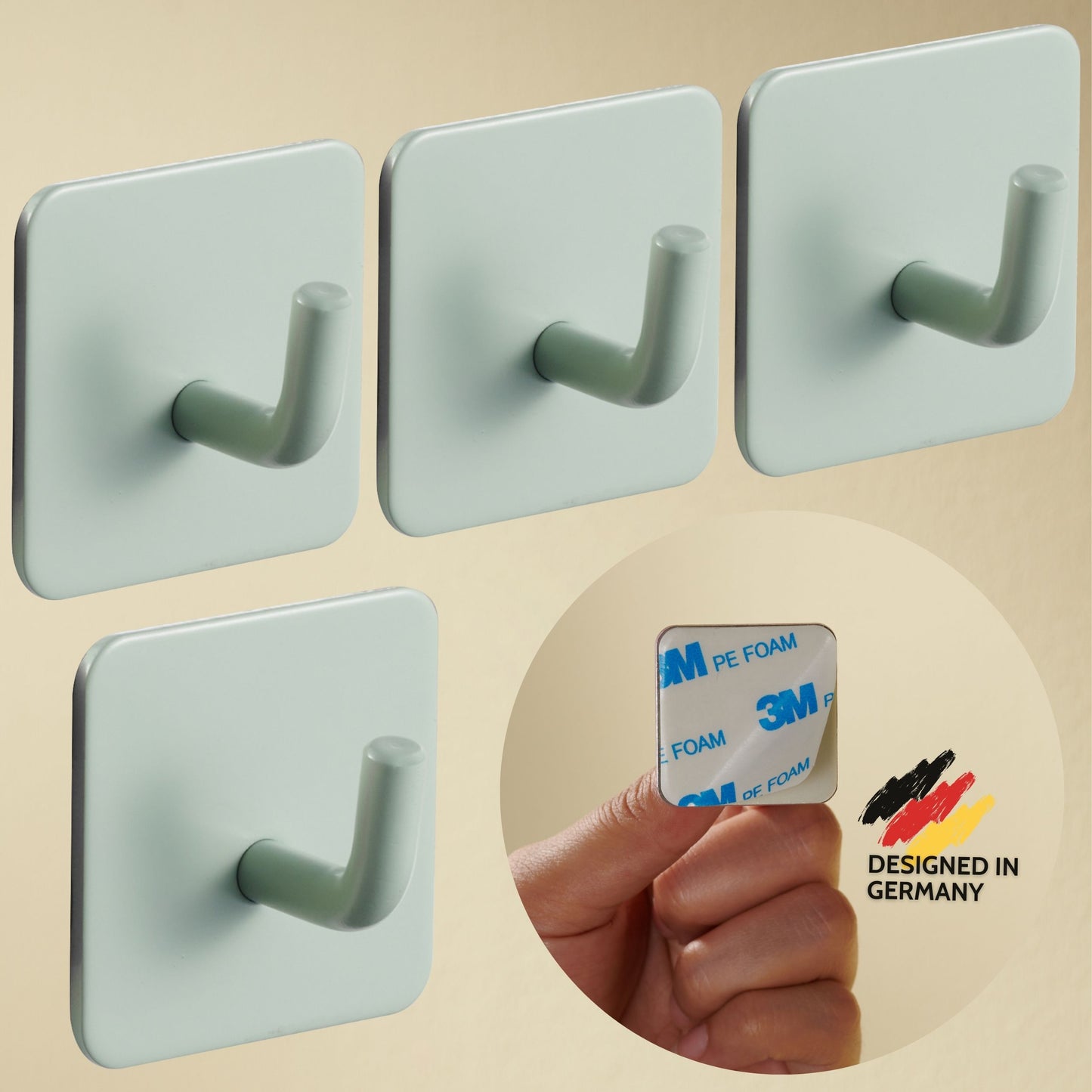 Adhesive hook set stainless steel colored 