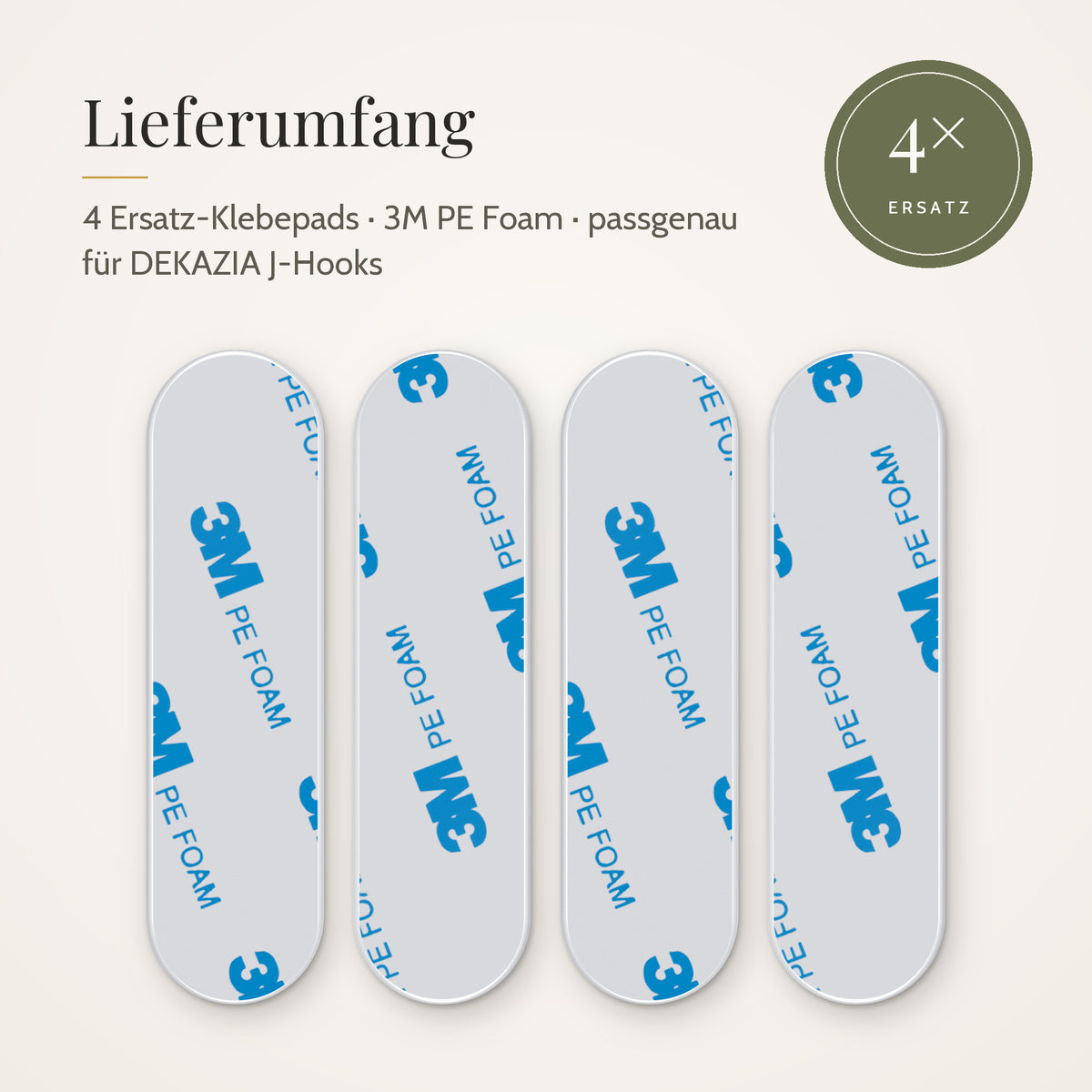 Ersatz-Klebepads J-Hook – Lieferumfang: 4 Pads